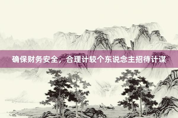 确保财务安全，合理计较个东说念主招待计谋